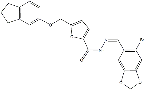 N'-[(6-bromo-1,3-benzodioxol-5-yl)methylene]-5-[(2,3-dihydro-1H-inden-5-yloxy)methyl]-2-furohydrazide 结构式