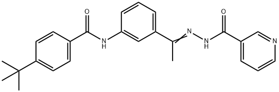 4-tert-butyl-N-{3-[N-(3-pyridinylcarbonyl)ethanehydrazonoyl]phenyl}benzamide 结构式