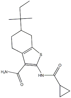 2-[(cyclopropylcarbonyl)amino]-6-tert-pentyl-4,5,6,7-tetrahydro-1-benzothiophene-3-carboxamide 结构式