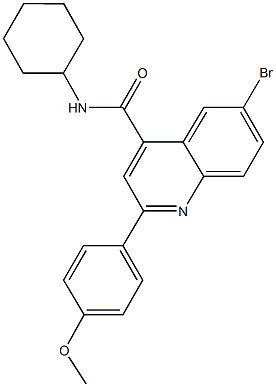 6-bromo-N-cyclohexyl-2-(4-methoxyphenyl)-4-quinolinecarboxamide 结构式