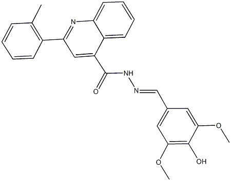 N'-(4-hydroxy-3,5-dimethoxybenzylidene)-2-(2-methylphenyl)-4-quinolinecarbohydrazide 结构式