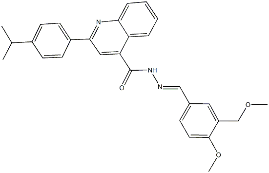 2-(4-isopropylphenyl)-N'-[4-methoxy-3-(methoxymethyl)benzylidene]-4-quinolinecarbohydrazide 结构式