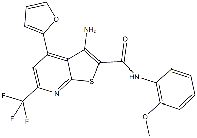 3-amino-4-(2-furyl)-N-(2-methoxyphenyl)-6-(trifluoromethyl)thieno[2,3-b]pyridine-2-carboxamide 结构式