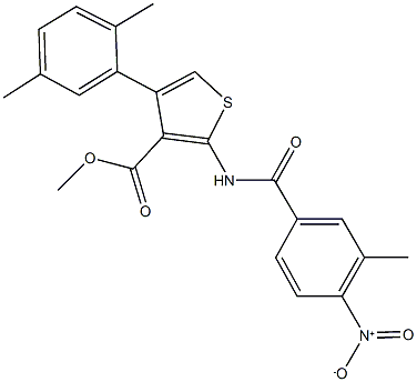 methyl 4-(2,5-dimethylphenyl)-2-({4-nitro-3-methylbenzoyl}amino)-3-thiophenecarboxylate 结构式