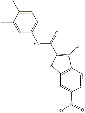 3-chloro-N-(3,4-dimethylphenyl)-6-nitro-1-benzothiophene-2-carboxamide 结构式