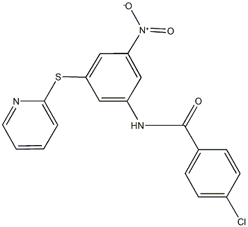 4-chloro-N-[3-nitro-5-(2-pyridinylsulfanyl)phenyl]benzamide 结构式