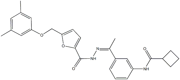 N-[3-(N-{5-[(3,5-dimethylphenoxy)methyl]-2-furoyl}ethanehydrazonoyl)phenyl]cyclobutanecarboxamide 结构式