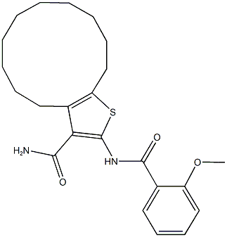 2-[(2-methoxybenzoyl)amino]-4,5,6,7,8,9,10,11,12,13-decahydrocyclododeca[b]thiophene-3-carboxamide 结构式