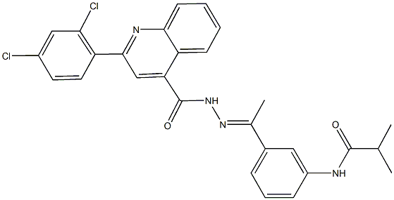 N-[3-(N-{[2-(2,4-dichlorophenyl)-4-quinolinyl]carbonyl}ethanehydrazonoyl)phenyl]-2-methylpropanamide 结构式