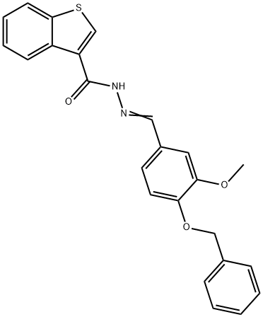 N'-[4-(benzyloxy)-3-methoxybenzylidene]-1-benzothiophene-3-carbohydrazide 结构式