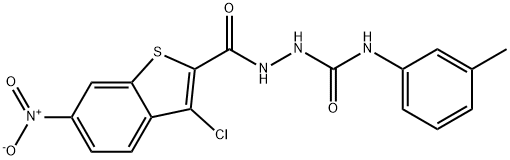 2-({3-chloro-6-nitro-1-benzothien-2-yl}carbonyl)-N-(3-methylphenyl)hydrazinecarboxamide 结构式