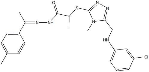 2-({5-[(3-chloroanilino)methyl]-4-methyl-4H-1,2,4-triazol-3-yl}sulfanyl)-N'-[1-(4-methylphenyl)ethylidene]propanohydrazide 结构式