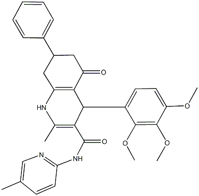 2-methyl-N-(5-methylpyridin-2-yl)-5-oxo-7-phenyl-4-(2,3,4-trimethoxyphenyl)-1,4,5,6,7,8-hexahydroquinoline-3-carboxamide 结构式