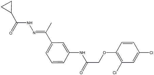 N-{3-[N-(cyclopropylcarbonyl)ethanehydrazonoyl]phenyl}-2-(2,4-dichlorophenoxy)acetamide 结构式