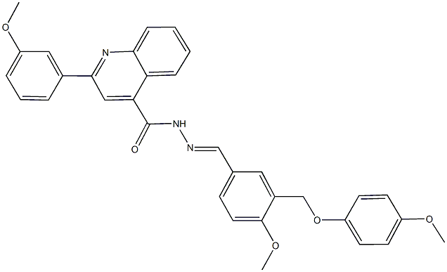 N'-{4-methoxy-3-[(4-methoxyphenoxy)methyl]benzylidene}-2-(3-methoxyphenyl)-4-quinolinecarbohydrazide 结构式