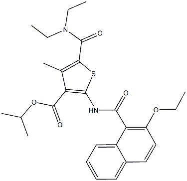 isopropyl 5-[(diethylamino)carbonyl]-2-[(2-ethoxy-1-naphthoyl)amino]-4-methylthiophene-3-carboxylate 结构式