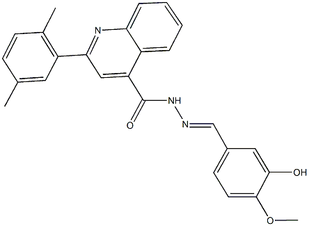 2-(2,5-dimethylphenyl)-N'-(3-hydroxy-4-methoxybenzylidene)-4-quinolinecarbohydrazide 结构式