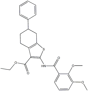 ethyl 2-[(2,3-dimethoxybenzoyl)amino]-6-phenyl-4,5,6,7-tetrahydro-1-benzothiophene-3-carboxylate 结构式