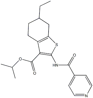 isopropyl 6-ethyl-2-(isonicotinoylamino)-4,5,6,7-tetrahydro-1-benzothiophene-3-carboxylate 结构式