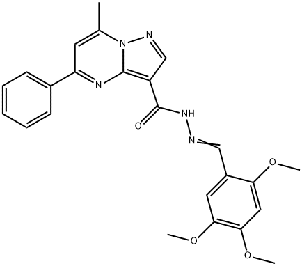 7-methyl-5-phenyl-N'-(2,4,5-trimethoxybenzylidene)pyrazolo[1,5-a]pyrimidine-3-carbohydrazide 结构式