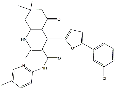 4-[5-(3-chlorophenyl)-2-furyl]-2,7,7-trimethyl-N-(5-methyl-2-pyridinyl)-5-oxo-1,4,5,6,7,8-hexahydro-3-quinolinecarboxamide 结构式