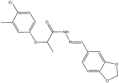 N'-(1,3-benzodioxol-5-ylmethylene)-2-(4-chloro-3-methylphenoxy)propanohydrazide 结构式