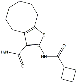 2-[(cyclobutylcarbonyl)amino]-4,5,6,7,8,9-hexahydrocycloocta[b]thiophene-3-carboxamide 结构式