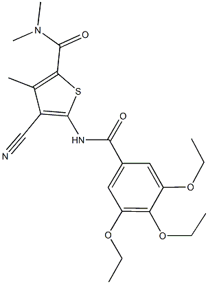 4-cyano-N,N,3-trimethyl-5-[(3,4,5-triethoxybenzoyl)amino]thiophene-2-carboxamide 结构式