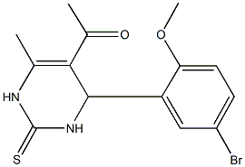 1-[4-(5-bromo-2-methoxyphenyl)-6-methyl-2-thioxo-1,2,3,4-tetrahydropyrimidin-5-yl]ethanone 结构式