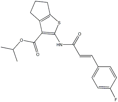 isopropyl 2-{[3-(4-fluorophenyl)acryloyl]amino}-5,6-dihydro-4H-cyclopenta[b]thiophene-3-carboxylate 结构式