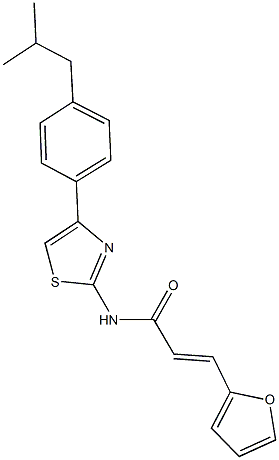 3-(2-furyl)-N-[4-(4-isobutylphenyl)-1,3-thiazol-2-yl]acrylamide 结构式