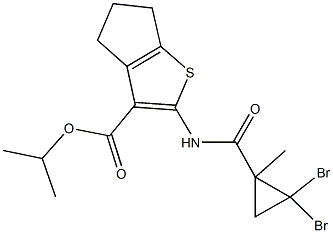 isopropyl 2-{[(2,2-dibromo-1-methylcyclopropyl)carbonyl]amino}-5,6-dihydro-4H-cyclopenta[b]thiophene-3-carboxylate 结构式