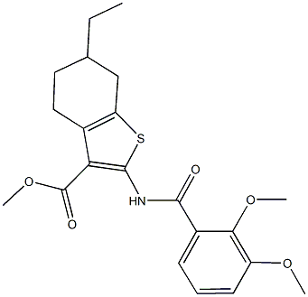 methyl 2-[(2,3-dimethoxybenzoyl)amino]-6-ethyl-4,5,6,7-tetrahydro-1-benzothiophene-3-carboxylate 结构式