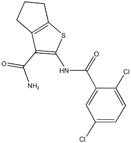 2-[(2,5-dichlorobenzoyl)amino]-5,6-dihydro-4H-cyclopenta[b]thiophene-3-carboxamide 结构式