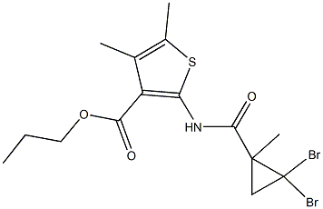 propyl 2-{[(2,2-dibromo-1-methylcyclopropyl)carbonyl]amino}-4,5-dimethylthiophene-3-carboxylate 结构式