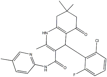 4-(2-chloro-6-fluorophenyl)-2,7,7-trimethyl-N-(5-methylpyridin-2-yl)-5-oxo-1,4,5,6,7,8-hexahydroquinoline-3-carboxamide 结构式