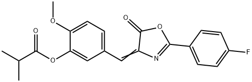 5-[(2-(4-fluorophenyl)-5-oxo-1,3-oxazol-4(5H)-ylidene)methyl]-2-methoxyphenyl 2-methylpropanoate 结构式