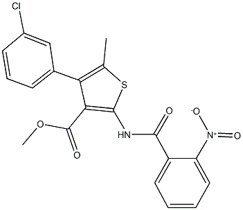 methyl 4-(3-chlorophenyl)-2-({2-nitrobenzoyl}amino)-5-methylthiophene-3-carboxylate 结构式