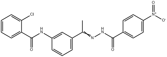 2-chloro-N-[3-(N-{4-nitrobenzoyl}ethanehydrazonoyl)phenyl]benzamide 结构式