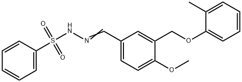 N'-{4-methoxy-3-[(2-methylphenoxy)methyl]benzylidene}benzenesulfonohydrazide 结构式