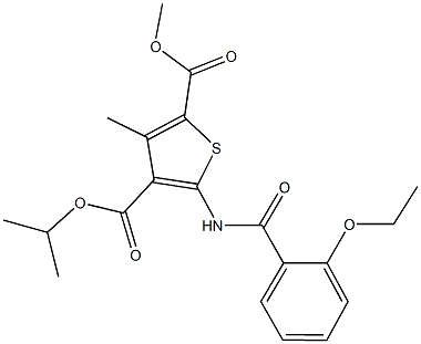 4-isopropyl 2-methyl 5-[(2-ethoxybenzoyl)amino]-3-methyl-2,4-thiophenedicarboxylate 结构式