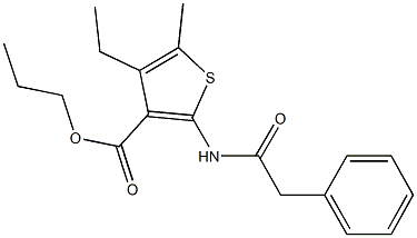 propyl 4-ethyl-5-methyl-2-[(phenylacetyl)amino]thiophene-3-carboxylate 结构式