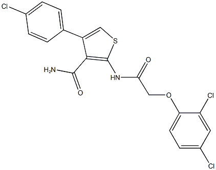 4-(4-chlorophenyl)-2-{[(2,4-dichlorophenoxy)acetyl]amino}thiophene-3-carboxamide 结构式