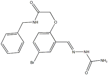 2-{2-[2-(aminocarbonyl)carbohydrazonoyl]-4-bromophenoxy}-N-benzylacetamide 结构式