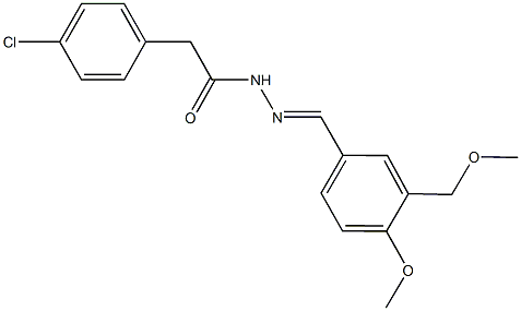 2-(4-chlorophenyl)-N'-[4-methoxy-3-(methoxymethyl)benzylidene]acetohydrazide 结构式