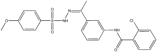2-chloro-N-(3-{N-[(4-methoxyphenyl)sulfonyl]ethanehydrazonoyl}phenyl)benzamide 结构式