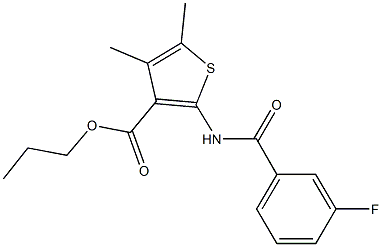 propyl 2-[(3-fluorobenzoyl)amino]-4,5-dimethylthiophene-3-carboxylate 结构式