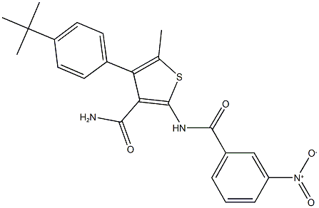 4-(4-tert-butylphenyl)-2-({3-nitrobenzoyl}amino)-5-methylthiophene-3-carboxamide 结构式