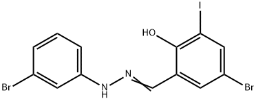 5-bromo-2-hydroxy-3-iodobenzaldehyde (3-bromophenyl)hydrazone 结构式