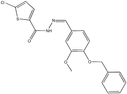 N'-[4-(benzyloxy)-3-methoxybenzylidene]-5-chloro-2-thiophenecarbohydrazide 结构式